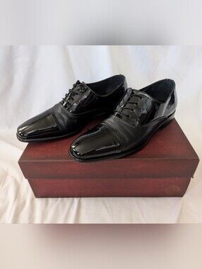 MEZLAN Concerto Black Leather Lace Up Formal Tuxedo Men's Dress Shoes Size 8.5
